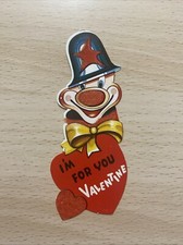 VTG Die-cut Valentine- Circus Clown w/ Heart -I’m For You Valentine