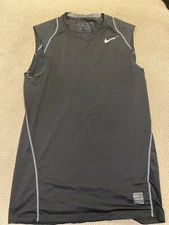 Mens Nike Pro Spandex Black Fitted Jock Football Compression Shirt Small