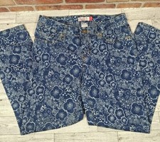 SO Girls Jeans Size 12 White Floral Print Skinny New Dark Wash 73277 Adjustable