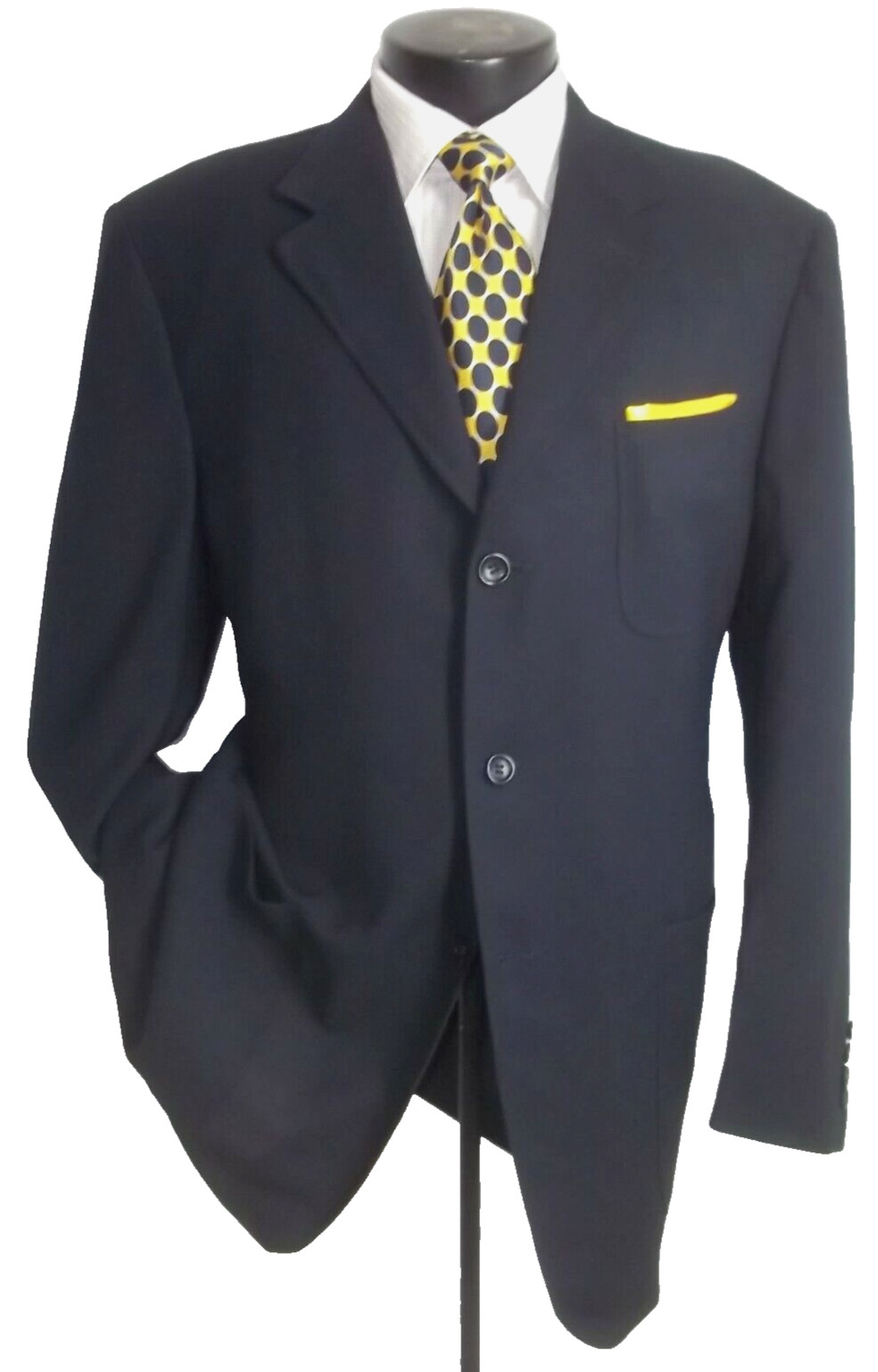 & Canali Solid Blue Textured 3Button Patch Pocket… - image 1