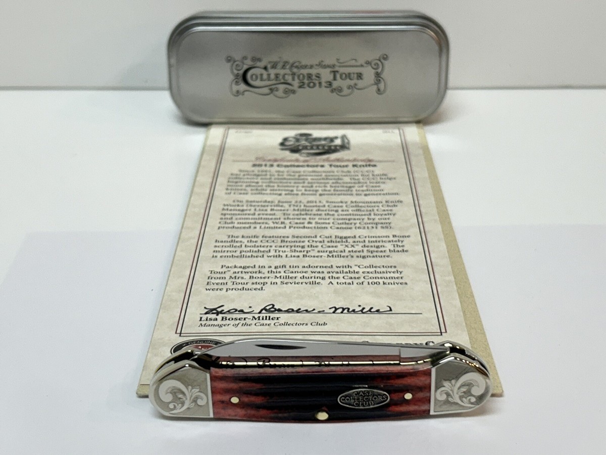 CASE XX SCROLLED SMKW EVENT TOUR LISA MILLER CRIMSON CANOE KNIFE