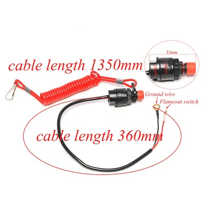 Universal Boat Outboard Engine Motor Kill Stop Switch With Safety Tether Lanyard