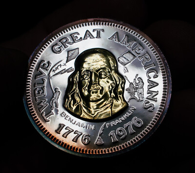 1976 Benjamin Franklin 12 Great Americans Letcher Mint Silver art
