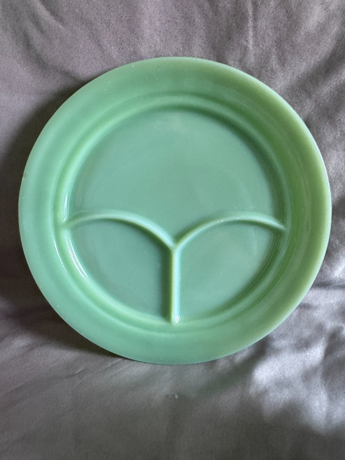 9 5/8" Fire King Jadeite Divided 3 Section Plate Oven Ware 15 Jadite