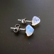 Natural Opal Quartz Crystal Stone Chip Stainless Steel Stud Earrings Cute Gift
