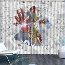 Brown Deer Red Iron Man 3D Curtain Blockout Photo Printing Curtains Drape Fabric