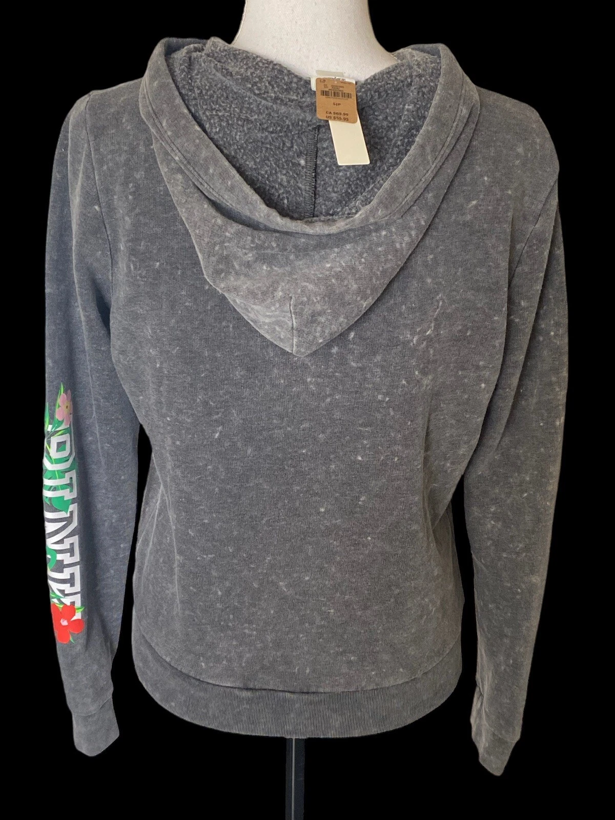 UNDERCOVER Felpa con cappuccio Victoria's Secret cerniera intera ""ROSA"" grafica e fiori grigio taglia S P