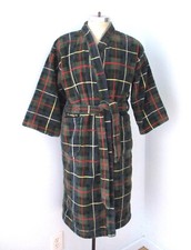 Vtg 80s Stafford tartan plaid 100 cotton terry cloth bathrobe robe One Size