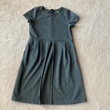LANDS END GIRLS DRESS, 12, SHORT SLEEVED, BACK ZIP, A BIT OF PLEATING, GRAY