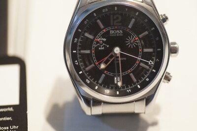 Hugo Boss 1320 ,Two Time Zone, Box und Papiere. Metropolis Bicoastal Watch