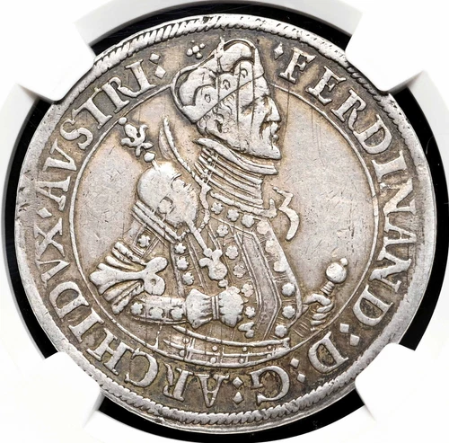 AUSTRIA, Hall. Ferdinand, Silver Taler, 1564-1595, DAV-8095, NGC XF45