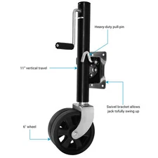 Dual Wheel Trailer Jack Bolt-on 1500 Lbs Swivel Sidewind 12" Lift Boat Black