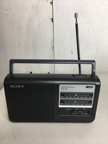 Sony ICF-38 Portable AM FM 2 Band Radio AC DC Power Cord or 4 AA ...