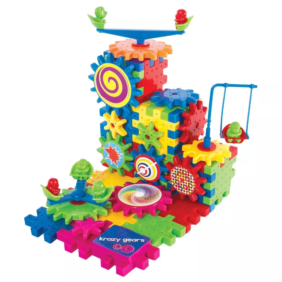 Gear Building Toy Set - 81 PC Interlocking Learning Blocks w/ Spinning Gears