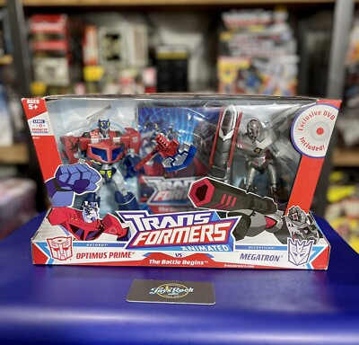 OPTIMUS PRIME vs MEGATRON Transformers Animated 2007 NEW Cartoon Network USA G1