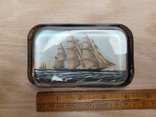 Vintage Glass Paperweight Cutty Sark Ship Old Antique Glass Weight Pirate...