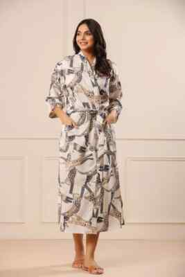 1 PC Indian block Print 100% cotton robe gown Hippie women maxi kimono dresses