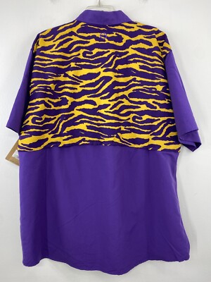 Magellan Outdoors Shirt Men s XL LSU Tigers Stripe Back Vented Caped Fishing