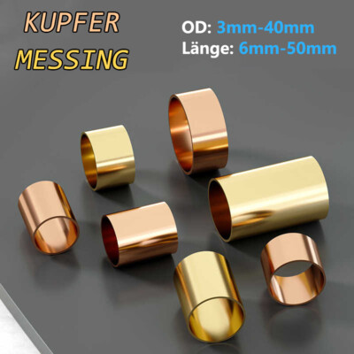 Produktbild von 2 Stück Messing-Rundrohr – Abstandshalter, Außen-Ø 6–40 Mm, Länge 6–40 Mm, Innen-Ø Wählbar – Für Lager, Hülsen, Kragen