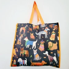 Dogs Fall Autumn Sweaters Leaves Reusable Shopping Gift TJ Maxx Tote Bag Cute!