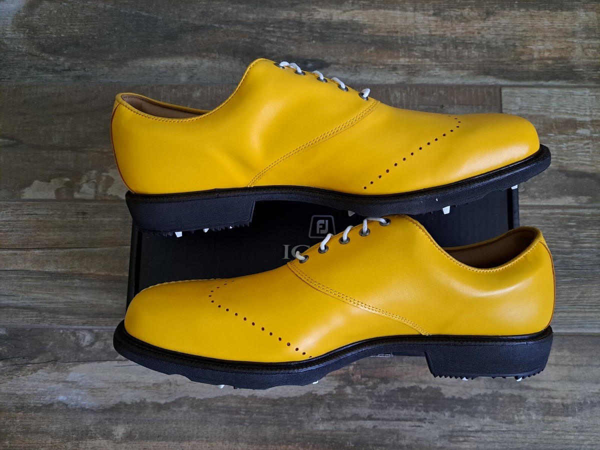 NEW CUSTOM Footjoy FJ ICON Mens Golf Shoes Yellow/White