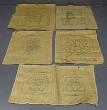 Pearl K. McGown Lot 5 Vtg Burlap Hand Hooked Rug Design Backing Sewing Craft