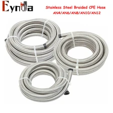AN4 AN6 AN8 AN10 AN12 AN Fuel/Oil/Gas Hose Line Stainless Steel Braided Silver