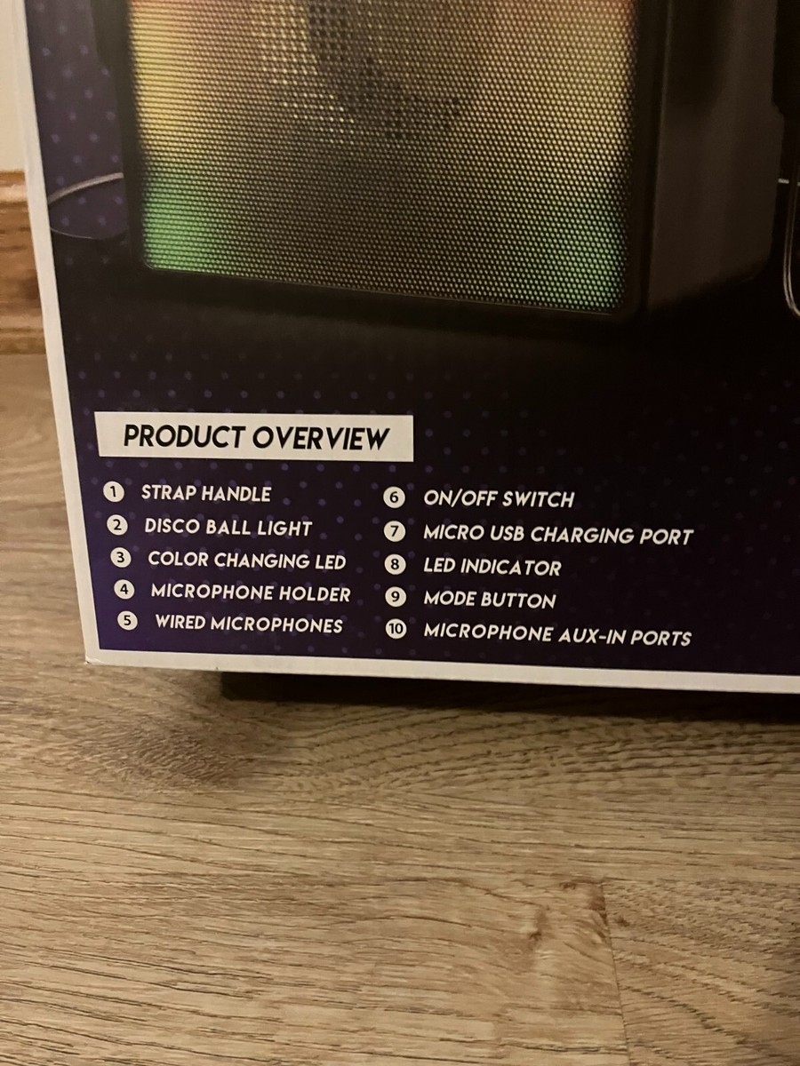 Bass Jaxx Vocal+ Karaoke Machine with 2 Wired Microphones and