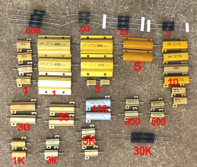 3 Pounds NEW Mouser Electronics Low Ohm Gold Colored Aluminum Power Resistors