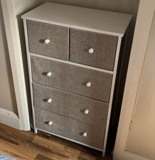 Grey Bedroom Dresser Modern 5 Drawers Chest Metal Frame Cabinet Storage Unit UK