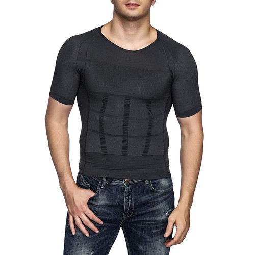 MEN SLIMMING BODY SHAPER BELLY TUMMY CONTROL COMPRESSION VEST UNDERWEAR T-SHIRT - Picture 28 of 37