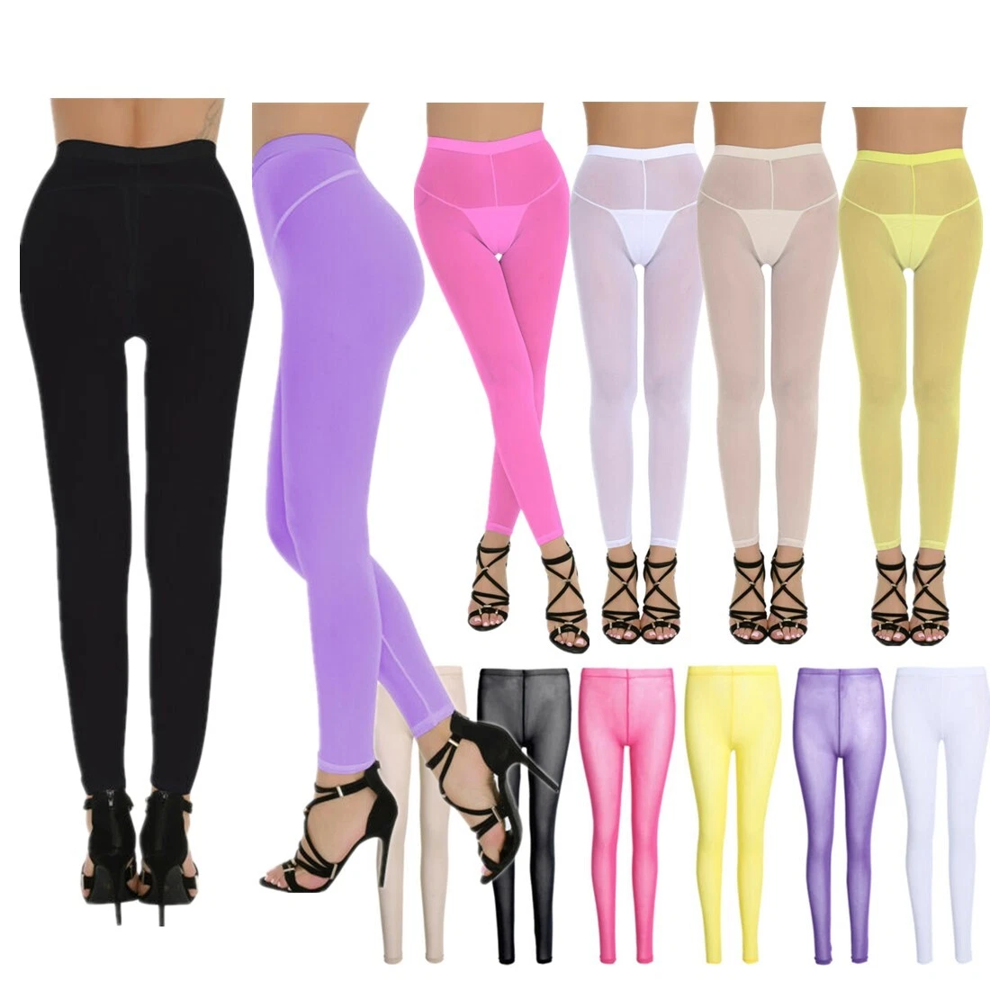 Sexy Women See Through Sheer Mesh Pants Leggings Yoga Sports Fitness  Trousers