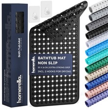   Bathtub Mat Non Slip 35x16, Incl. Hooks for Drying, Extra Long, 100 BPA Fr...