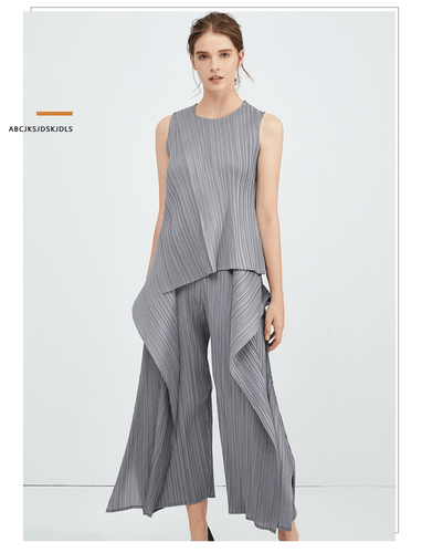 2025 Summer Women's Sleeve Top New Casual Wide Leg Pants Irregular Fashion Sets - Imagen 20 de 35