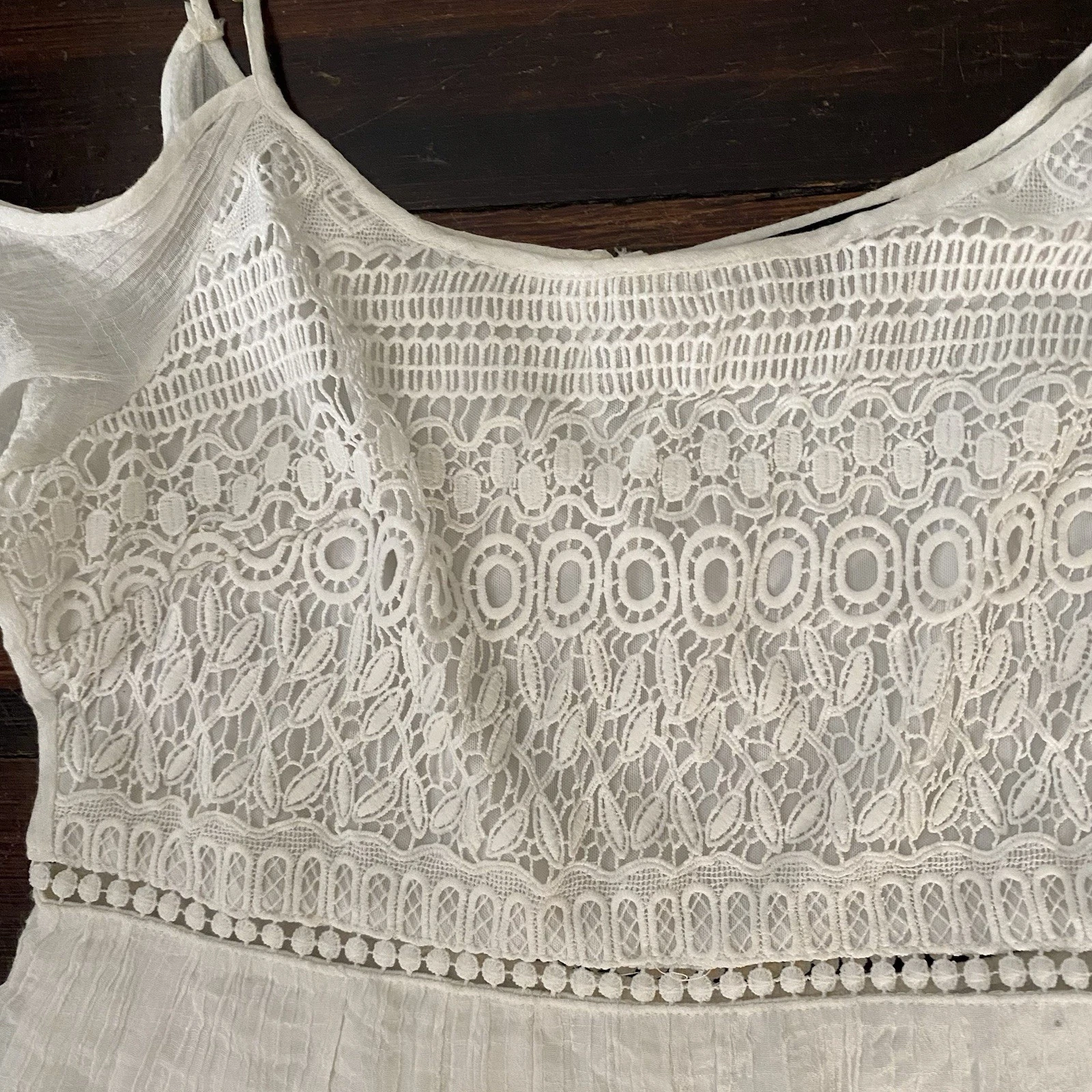 OFF WHITE Vivid Importers of NY prendisole donna bianco all'uncinetto e garza taglia M spalle scoperte