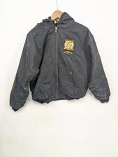 Dri Duck Mills Black Workwear Jacket Hooded Size Large Canvas Zip Insulted