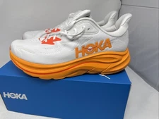 Hoka One One Clifton 10 Mens Size 11.5 D WhiteOrange Running Shoes Sneakers