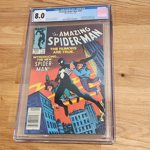 Amazing Spider-Man 252 CGC 8.0 Newsstand 1ST Black Costume Symbiote White Pages