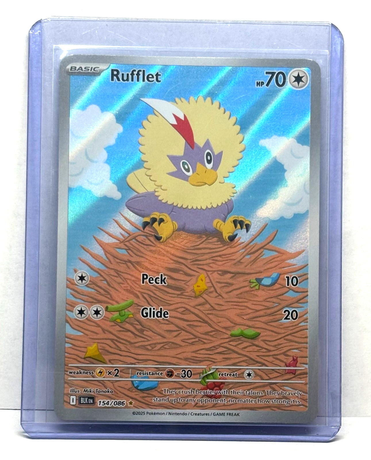 Pokémon Rufflet 154/086 Illustration Rare Rarity Black Bolt ETB Chase Card