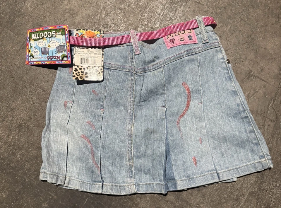 Falda corta de mezclilla plisada de colección Y2K Mudd para niñas talla 10 nueva con etiquetas Foto 4 de 4