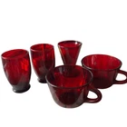 Anchor Hocking Royal Ruby Depression Glass Cups-2 & Juice-2 plus 1 Cordial Stem