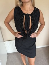 RRP £1760 - Prada Black Sequin Embellished Dress IT42 / UK10 BNWT