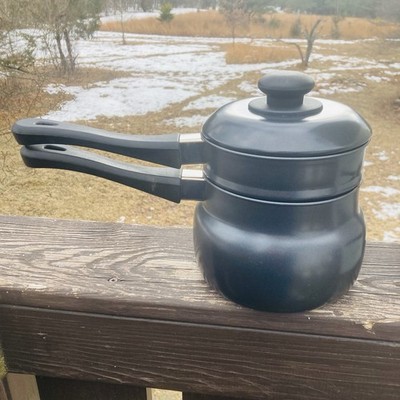 3-Piece 3 Qt  Double Boiler Tuff Stone Non Stick with Lid Metro NIB #1310 China