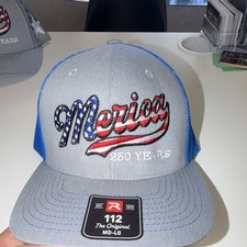 Richardson Trucker Hat Mesh Back Gray Blue Me...