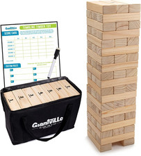 Life-Size Giant Wood Tumbling Tower Game, 56Pcs w/Bag, Indoor Outdoor