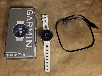 Garmin Forerunner 45s GPS Running Watch White with Charging Cable / Box ...