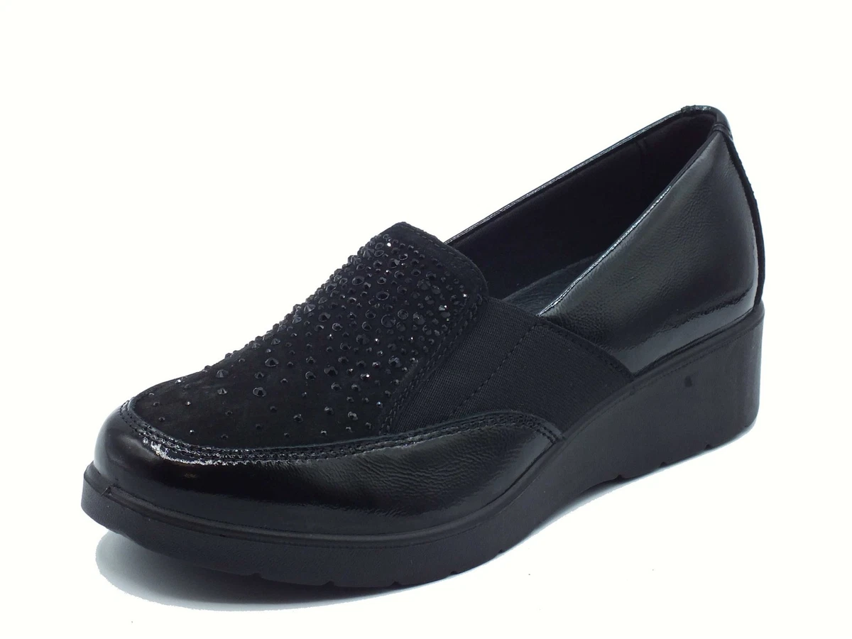 Mocassini Donna Stonefly Paseo Laminated Metallo | Pelle Con Elastici | Zeppa 4 Cm | Made In Italy