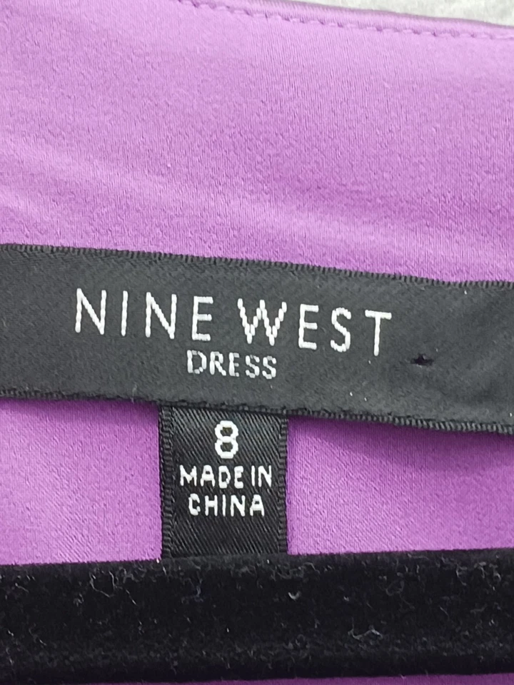 Nine West Women's Sheath Knee Length 8 Purple Embroidery Lined - Image 2 of 4