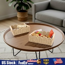 2pcs Scalloped Edge Baskets Toilet Paper Storage Baskets Hand Woven Baskets