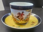 Huntsman L19thC German Style HP Porcelain Cup & Saucer Cobalt Yellow — photo 1